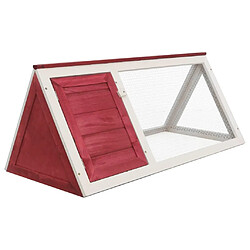 Helloshop26 Clapier lapin petits animaux 98 x 50 x 41 cm bois rouge et blanc 02_0000615