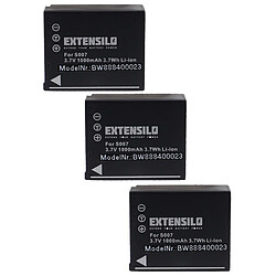 Vhbw EXTENSILO 3x Batteries remplacement pour Panasonic CGA-S007, CGA-S007E, DMW-BCD10 pour appareil photo, reflex numérique (1000mAh, 3,7V, Li-ion)