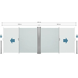 Helloshop26 Auvent store latéral brise-vue paravent rétractable double gris 160 x 600 cm 2208132