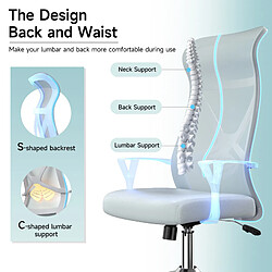 Acheter RATTANTREE Chaise de bureau ergonomique - Chaise de bureau en maille à dossier haut Naspaluro - Chaise d'ordinateur avec fonction bascule 90-115° - Gris