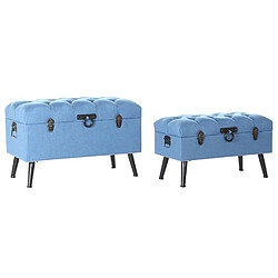 Pegane Ensemble de 2 banquettes Coffres en métal et polyester coloris Bleu marine