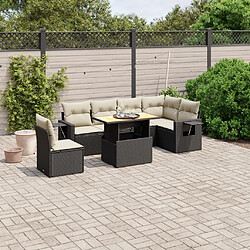 Maison Chic Ensemble Tables et chaises d'extérieur 7pcs avec coussins,Salon de jardin noir résine tressée -GKD810346