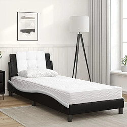 Avis Vidaxl Lit avec matelas noir et blanc 90x190 cm similicuir