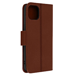 Avizar Housse pour iPhone 14 Pro Cuir premium Porte-carte Fonction support Vidéo marron