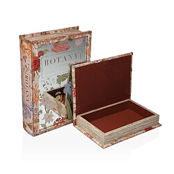 Set de boîtes décoratives Versa Botany Toile Bois MDF Livre 7 x 21 x 30 cm