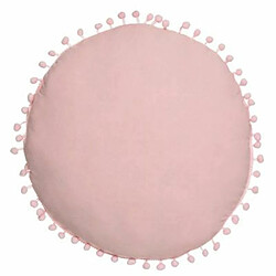 Coussin Déco Enfant Pompons 39cm Rose