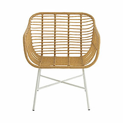 Mes Fauteuil 70x66x82 cm en rotin naturel et fer blanc - YNOK