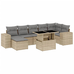 vidaXL Salon de jardin avec coussins 8 pcs beige résine tressée