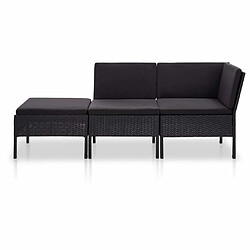 Maison Chic Salon de jardin 3 pcs + coussins - Mobilier/Meubles de jardin - Table et chaises d'extérieur Résine tressée Noir -MN26470