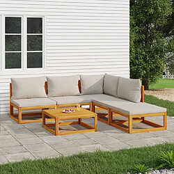 Maison Chic Salon de jardin 6 pcs + coussins - Mobilier/Meubles de jardin - Table et chaises d'extérieur gris clair bois massif -MN56276