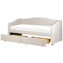 Beliani Lit à rangement en tissu beige clair 90 x 200 cm VITTEL