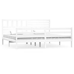 Maison Chic Lit Super King - Cadre de lit,Structure du lit Contemporain pour chambre Blanc Bois massif 180x200 cm -MN96147