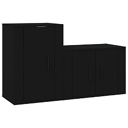 vidaXL Ensemble de meubles TV 2 pcs noir bois d'ingénierie