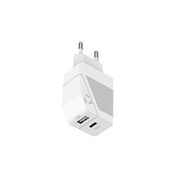 Muvit Chargeur Secteur avec Double Connecteur PD USB-C 30W - QC 3.0 USB-A 18 W Blanc