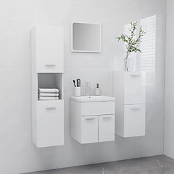 vidaXL Ensemble de meubles de salle de bain Blanc brillant Aggloméré