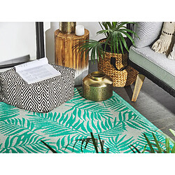 Avis Beliani Tapis extérieur vert émeraude au motif feuilles de palmier 120 x 180 cm KOTA