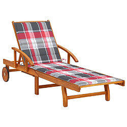 Maison Chic Chaise longue de jardin, Transat, Bain de Soleil avec coussin Bois d'acacia solide