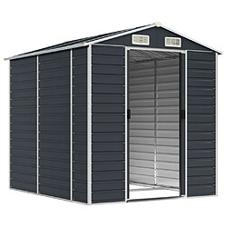 Helloshop26 Abri de jardin cabane cabanon maison de stockage remise extérieur hangar outils robuste 191 x 215 x 198 cm acier galvanisé anthracite 02_0022184