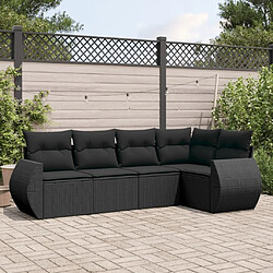 Maison Chic Salon de jardin 5 pcs avec coussins | Ensemble de Table et chaises | Mobilier d'Extérieur noir résine tressée -GKD96496