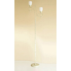 Luminaire Center Lampadaire San Marino 2 Ampoules crème/doré/verre opal