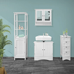 ML DESIGN MODERN LIVING Meuble bas salle de bain armoire toilette demi-colonne avec 4 tiroirs 30x81x30cm pas cher