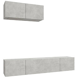 Maison Chic Ensemble de meubles TV 3 pcs | Banc TV Moderne pour salon | Meuble de Rangement - Gris béton Bois d'ingénierie -MN30999