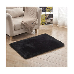 YP Select Super doux tapis en fourrure de peau de mouton faux tapis de plancher de chambre à coucher NOIR 90 * 90cm