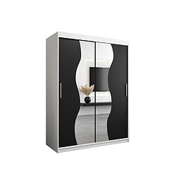 Abiks Meble Armoire MADRYT À Portes Coulissantes 200/150/62 2 Portes (Blanc/Noir)