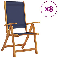 vidaXL Chaises pliables de jardin lot de 8 bois d'acacia et textilène