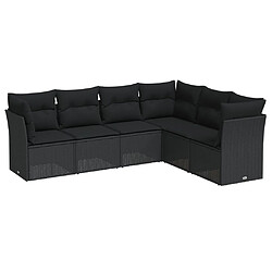 Maison Chic Salon de jardin 6 pcs avec coussins | Ensemble de Table et chaises | Mobilier d'Extérieur noir résine tressée -GKD96123