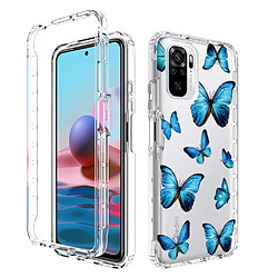 Coque en TPU transparent pour votre Xiaomi Redmi Note 10 4G/Note 10S 4G - papillon bleu