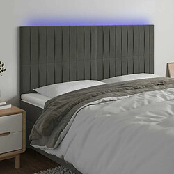 Maison Chic Tête de lit scandinave à LED,meuble de chambre Gris foncé 160x5x118/128 cm Velours -MN67575