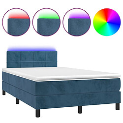 Maison Chic Lit adulte- Lit + matelas,Sommier à lattes de lit avec matelas LED Bleu foncé 120x200 cm -GKD38059