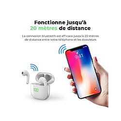 Avis Evetane Ecouteurs Sans Fil Bluetooth avec affichage LED Blanc