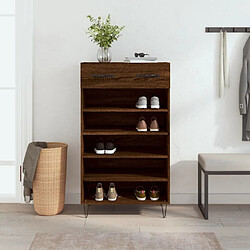 Maison Chic Armoire à Chaussures,Meuble de Rangement à Chaussures chêne marron 60x35x105cm bois d'ingénierie -MN74907