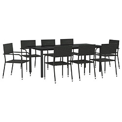 vidaXL Ensemble à manger de jardin 9 pcs noir résine tressée et acier