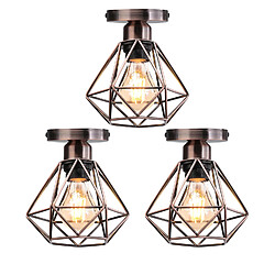 Stoex 3PCS Plafonnier Rétro Brun Lampe de Plafond E27 Cage en Métal Luminaire Plafonnier Vintage D'Intérieur