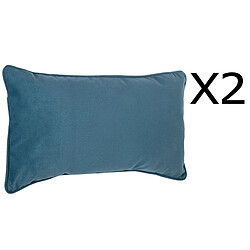 Pegane Lot de 2 coussins rectangulaires 100% polyester coloris bleu - Dim : L.50 x l.30 cm