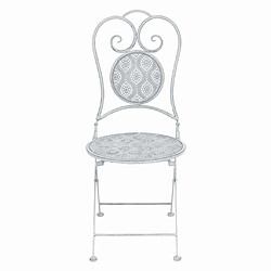 Maison Chic Table de bistro et chaises d'extérieur 3 pcs,Ensemble de bistro de jardin pour relax Acier Blanc grisatre -GKD215092 pas cher