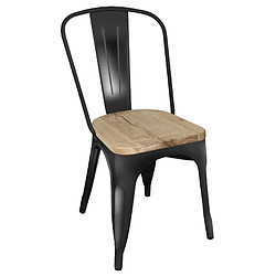 Chaise en Acier Noir avec Assise en Bois - Lot de 4 - Bolero Bistro