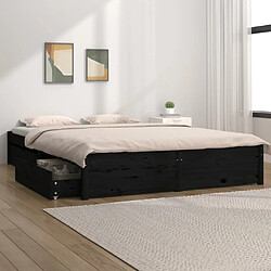 vidaXL Cadre de lit sans matelas avec tiroirs noir 140x190 cm 