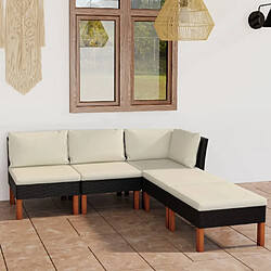 Maison Chic Salon de jardin 5 pcs + coussins - Mobilier/Meubles de jardin - Table et chaises d'extérieur Résine tressée Noir -MN74551