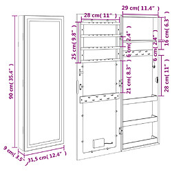 vidaXL Armoire à bijoux avec miroir et éclairage LED mural pas cher