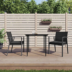 vidaXL Chaises de jardin et coussins lot de 2 noir 56,5x57x83 cm rotin