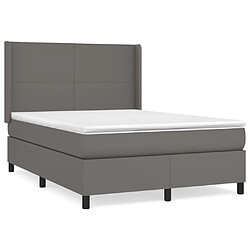 vidaXL Sommier à lattes de lit avec matelas Gris 140x200 cm Similicuir