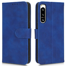 Etui en PU fermoir magnétique avec support et sangle pour votre Sony Xperia 5 IV 5G - bleu