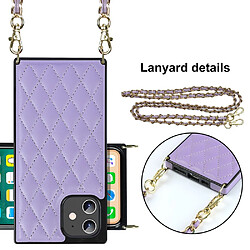 Coque en TPU + PU Coutures Rhombus Anti-chute Hybride avec lanière violet clair pour votre Apple iPhone 12 Mini