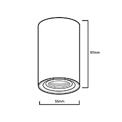 Luminaire de surface Maclean MCE458 W/G tube, spot, rond, aluminium, GU10, 55x100mm, blanc / or pas cher