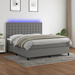 Maison Chic Lit adulte- Lit + matelas,Sommier à lattes de lit et matelas et LED Gris foncé 180x200 cm -GKD88333