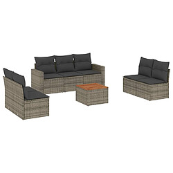 vidaXL Salon de jardin 8 pcs avec coussins gris résine tressée